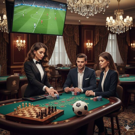 美女棋牌互动场景示意